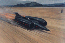 Artists Impression of Thrust SSC in action