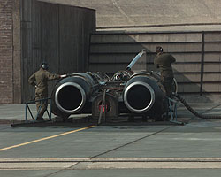 ThrustSSC with vortex mats on the ground in DTEO Boscombe Down's test cellremy Davey