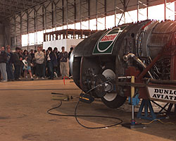 Gold Members of the Mach 1 Club admiring ThrustSSC in Q Shed