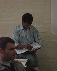 Project Engineer Pete Ross briefs the team