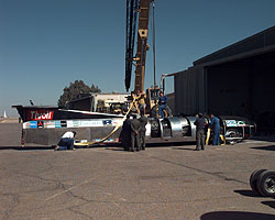 The crane is lined up on ThrustSSC