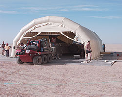 ThrustSSC being towed into the Aireshelta