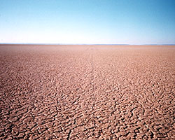 ThrustSSC tracks are still visible on the Jafr Desert