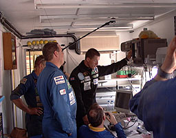 The video tapes are reviewed back in the Pit Station