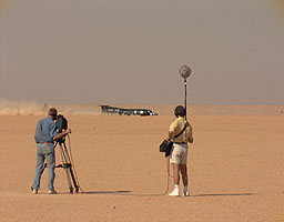 ThrustSSC passes the BBC crew filming