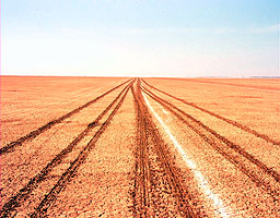 ThrustSSC's marks on Track 12 where Andy steered in and out of the old ruts