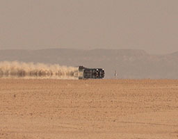 ThrustSSC emerges through the haze