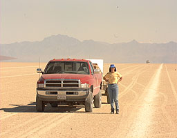 Linda Franck with the pickup with the gypsum supplies