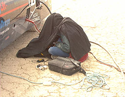 Jerry Bliss setting up the car's computers