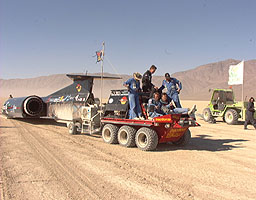 Beginning the tow back to the Desert Pits