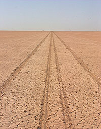 ThrustSSC's tracks on the Jafr Desert