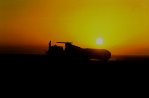 ThrustSSC is towed back to base after a run
