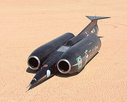 ThrustSSC's cockpit is in the centre of the car